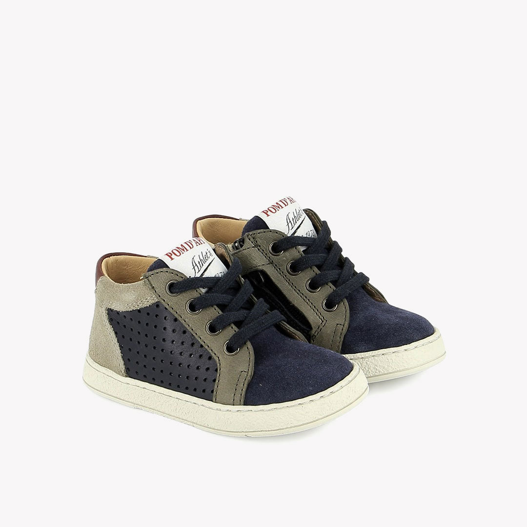 MOUSSE LACE PERFO - VELOURS OILY - MARINE-KAKI POM D'API