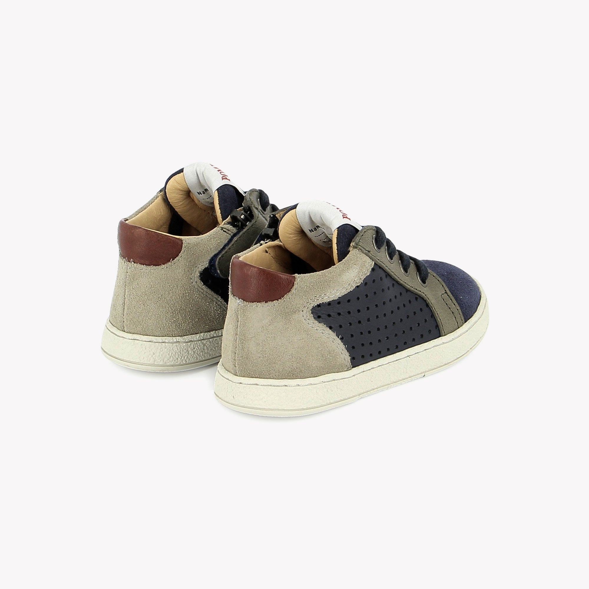 MOUSSE LACE PERFO - VELOURS OILY - MARINE-KAKI POM D'API