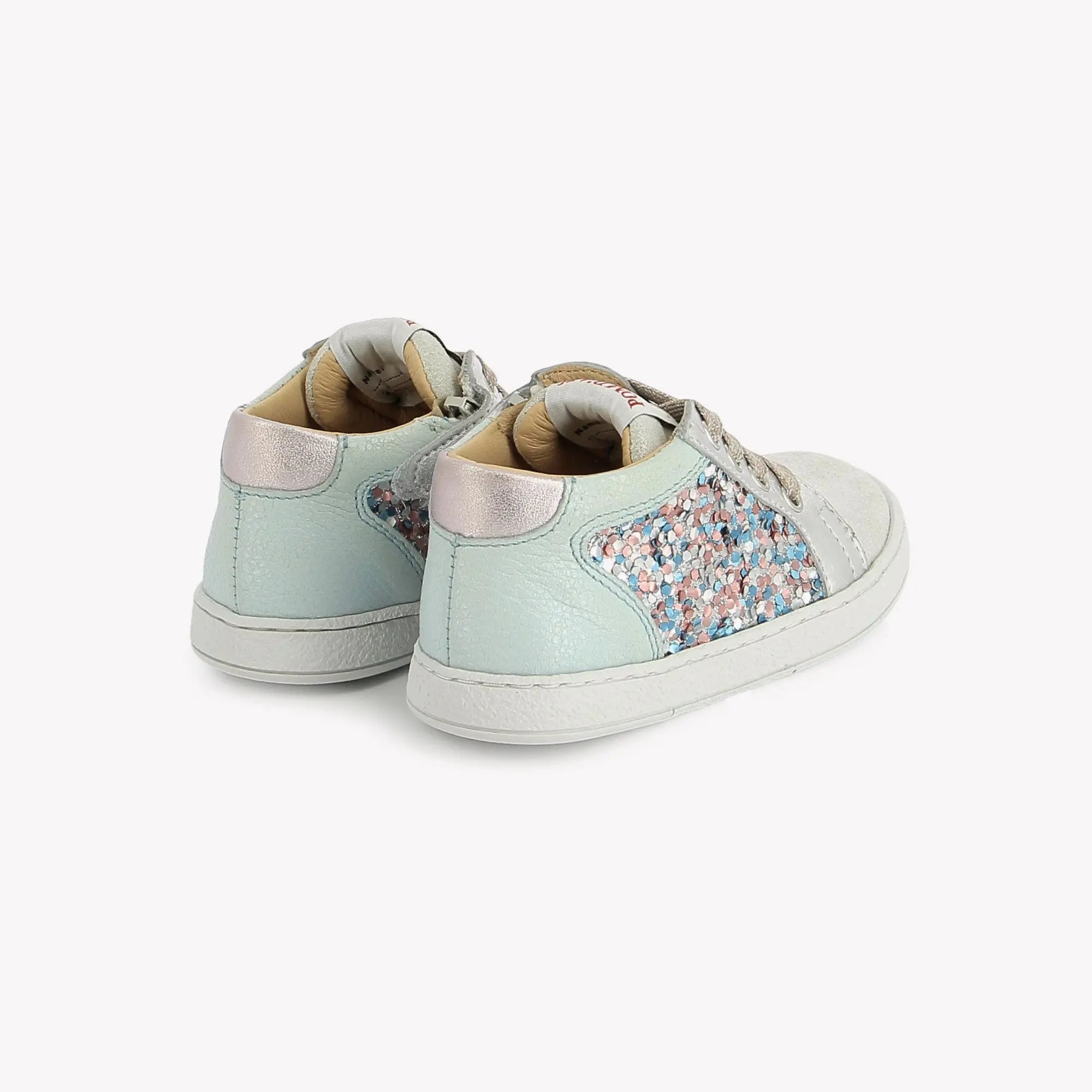 MOUSSE ZIP TOP – GLITTER-VELOURS – WEISS-BLAU MULTI Pom d'Api