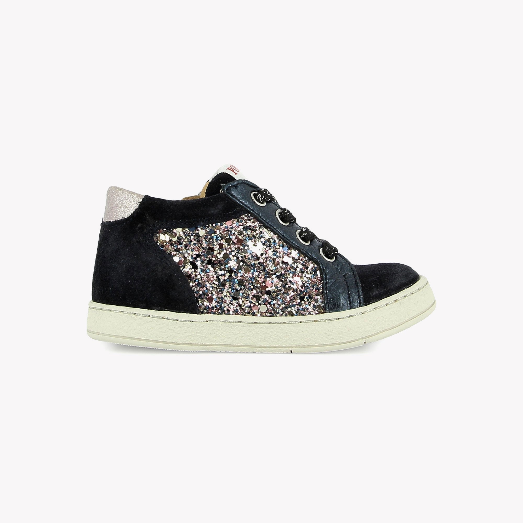 MOUSSE ZIP TOP - VELOURS-GLITTER - NAVY-MULTI PINK POM D'API