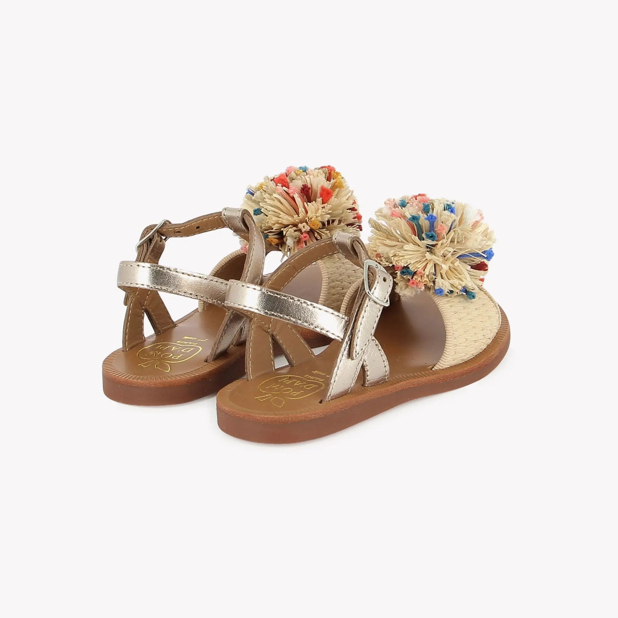 PLAGETTE POMPOM - LAMINATO-RAPHIA - ORO PALA-CREMA Pom d'Api