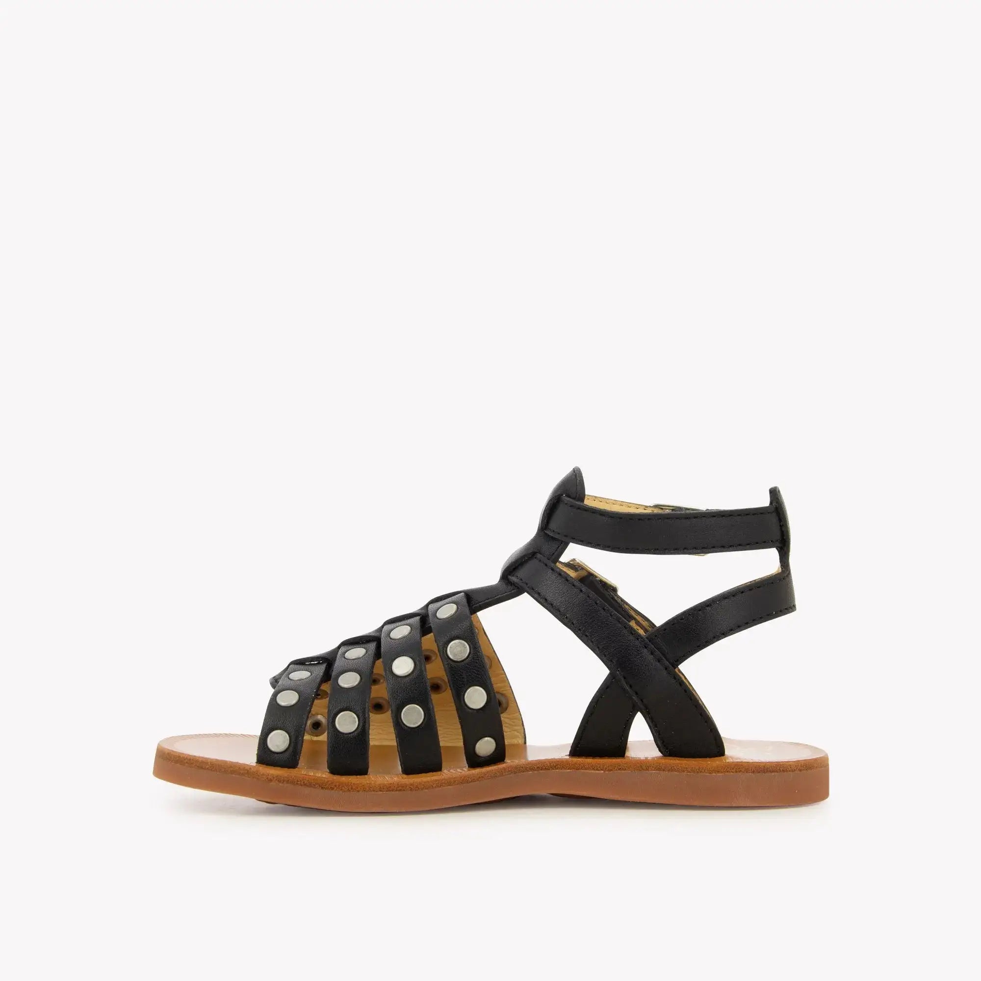 PLAGETTE STUD - NAPPA - ZWART Pom d'Api