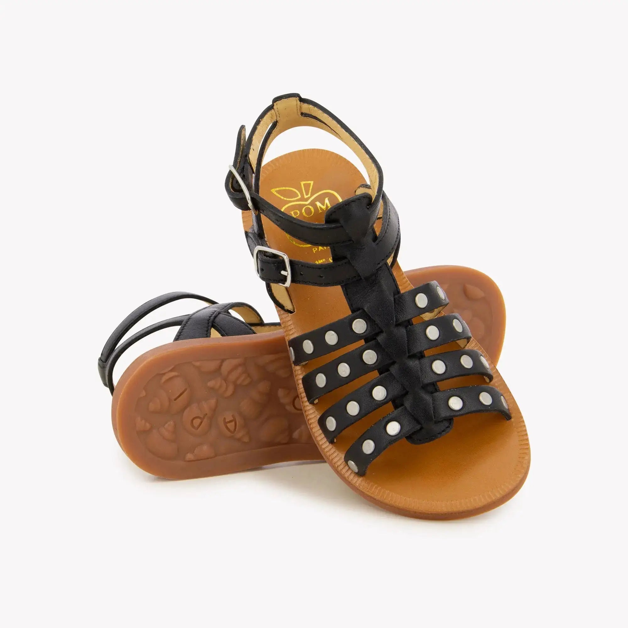 PLAGETTE STUD - NAPPA - ZWART Pom d'Api