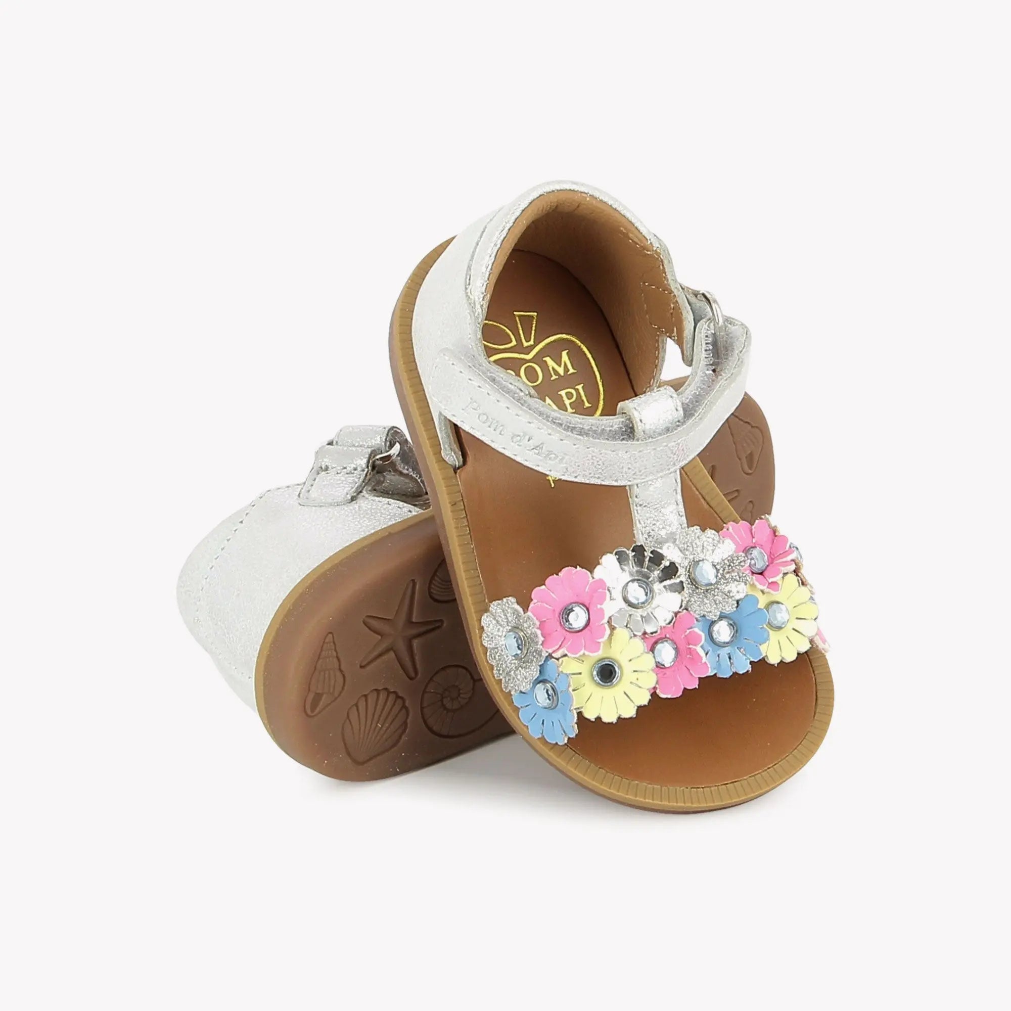 POPPY STRASS FLOWERS - MUESTRA - SILVER-MULTI Pom d'Api