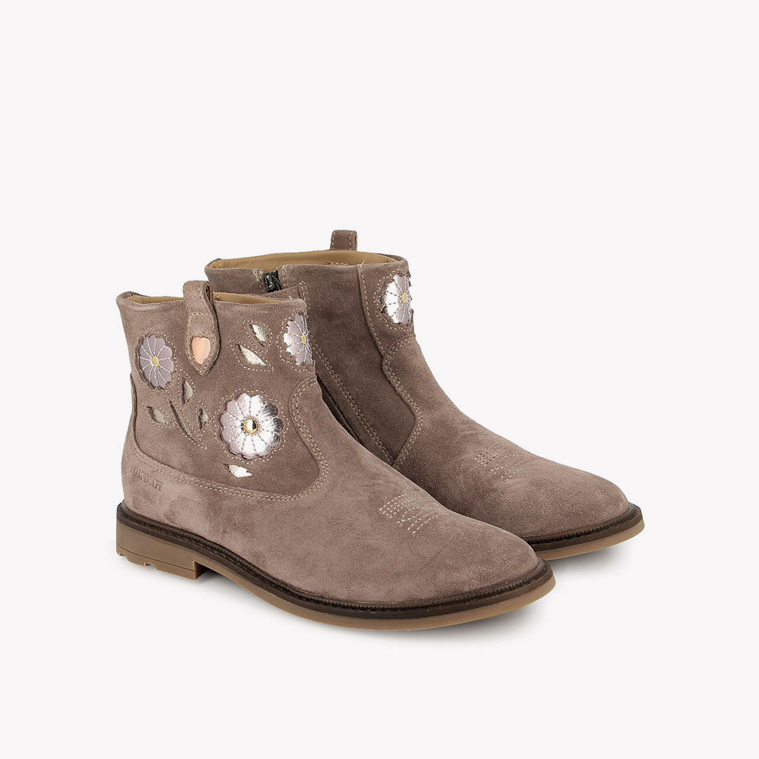 SISTER BOOTS WENDY - VELOURS - VIEUX ROSE POM D'API