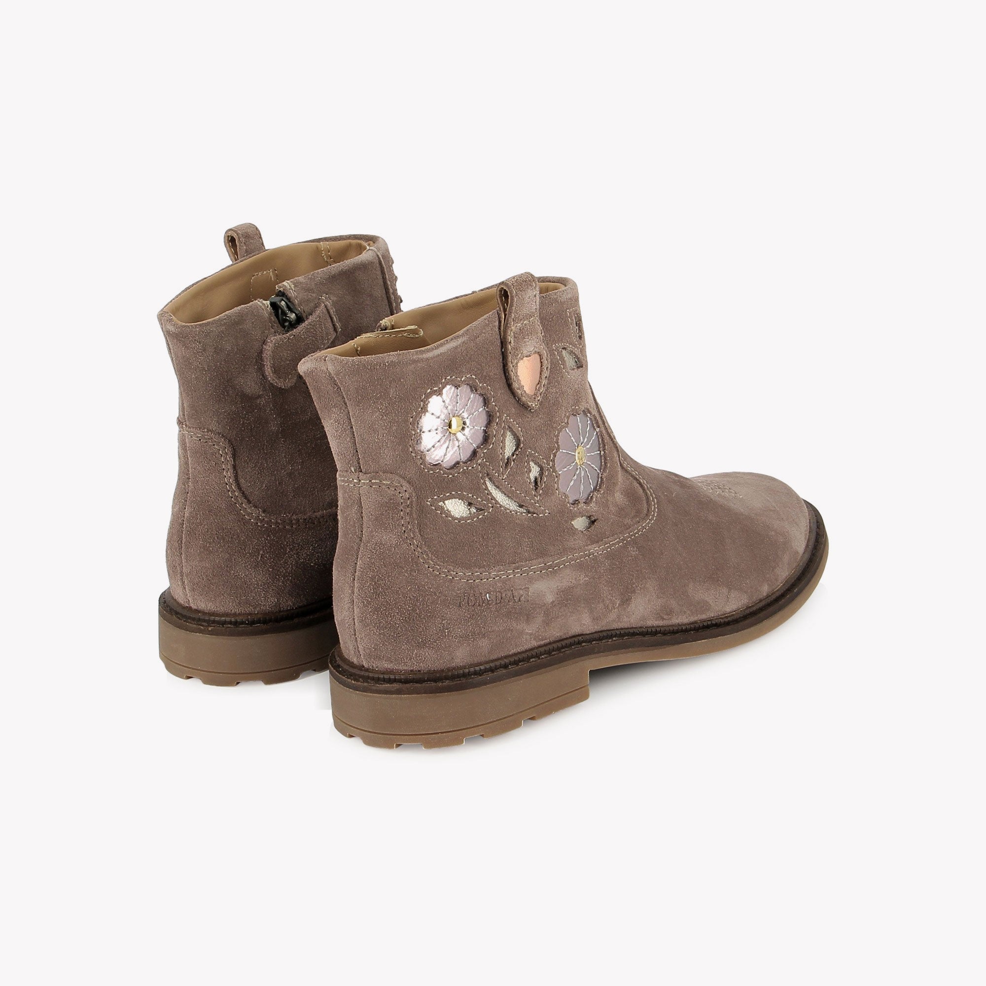 SISTER BOOTS WENDY - VELOURS - VIEUX ROSE POM D'API
