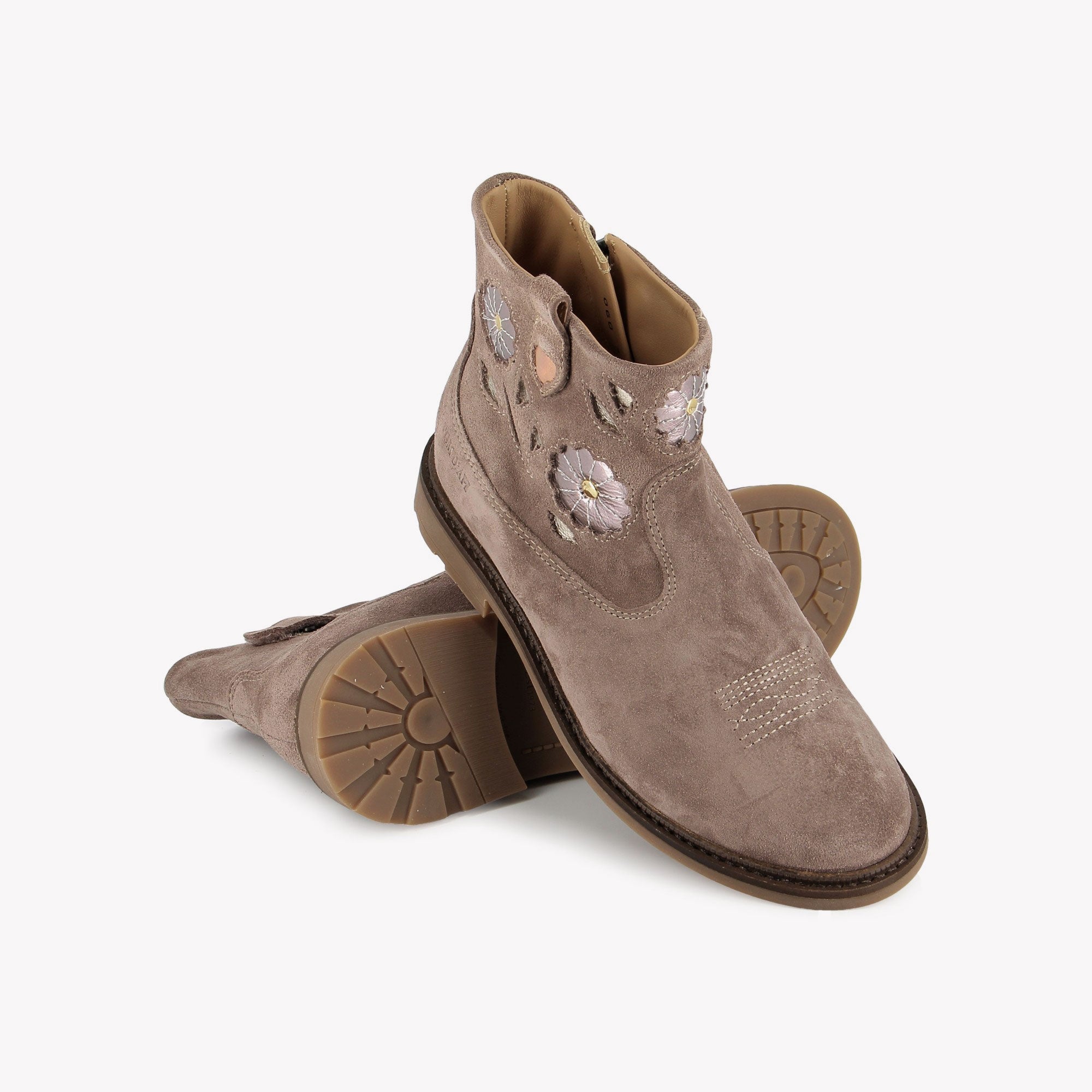 SISTER BOOTS WENDY - VELOURS - VIEUX ROSE POM D'API