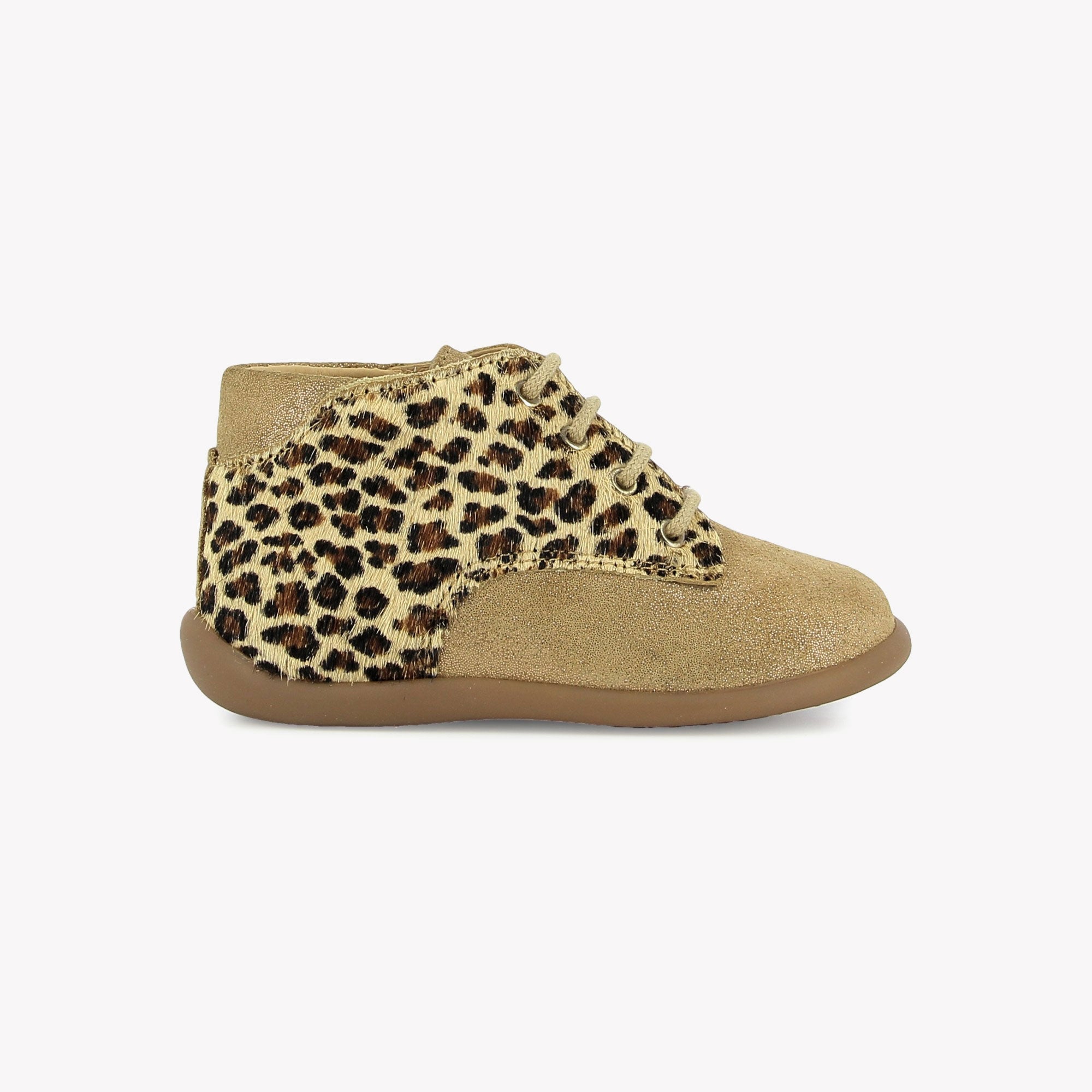 STAND-UP DERBY - VELOURS-LEOPARD - CARAMEL-LEO FAUVE POM D'API