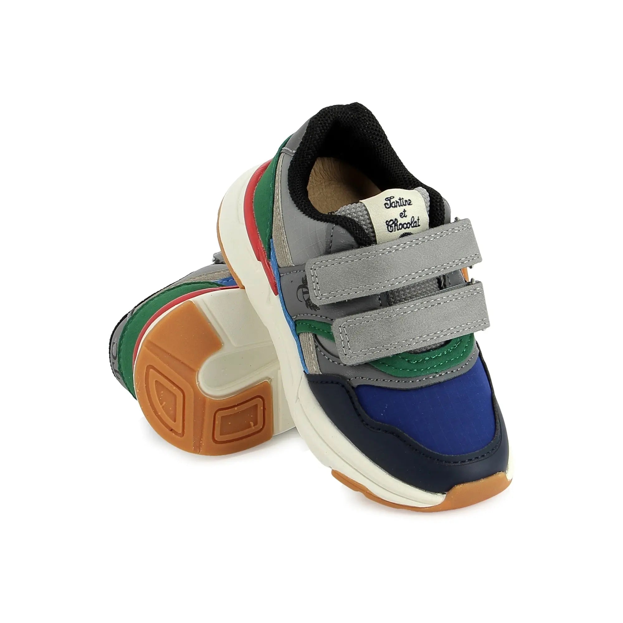 TC 18 EASY - PUR NAPPA-NYLON - GREY-BLUE-GREEN TARTINE ET CHOCOLAT SOULIERS