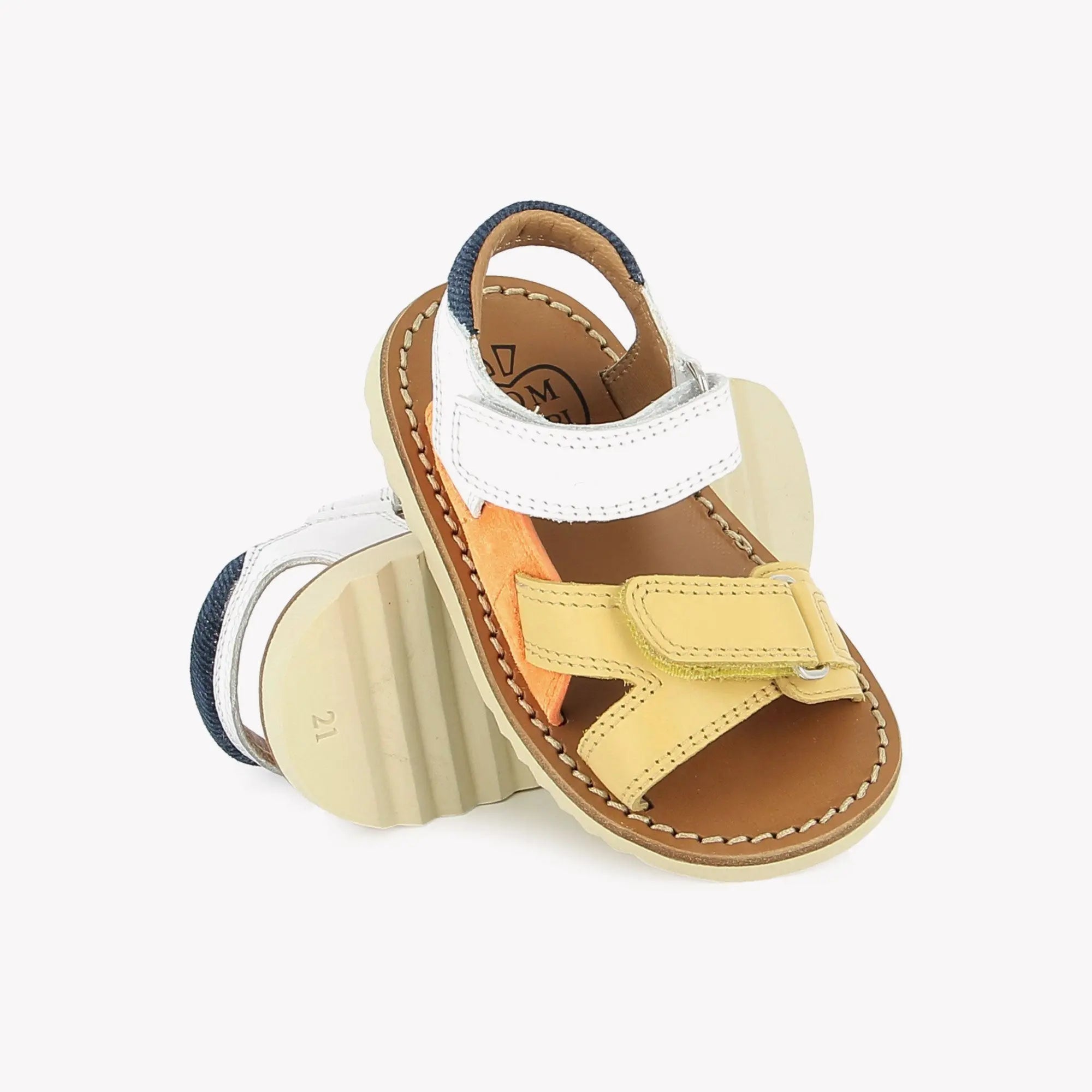 WAFF JIMY - NAPPA-VELOURS - JAUNE-ORANGE-BLANC Pom d'Api