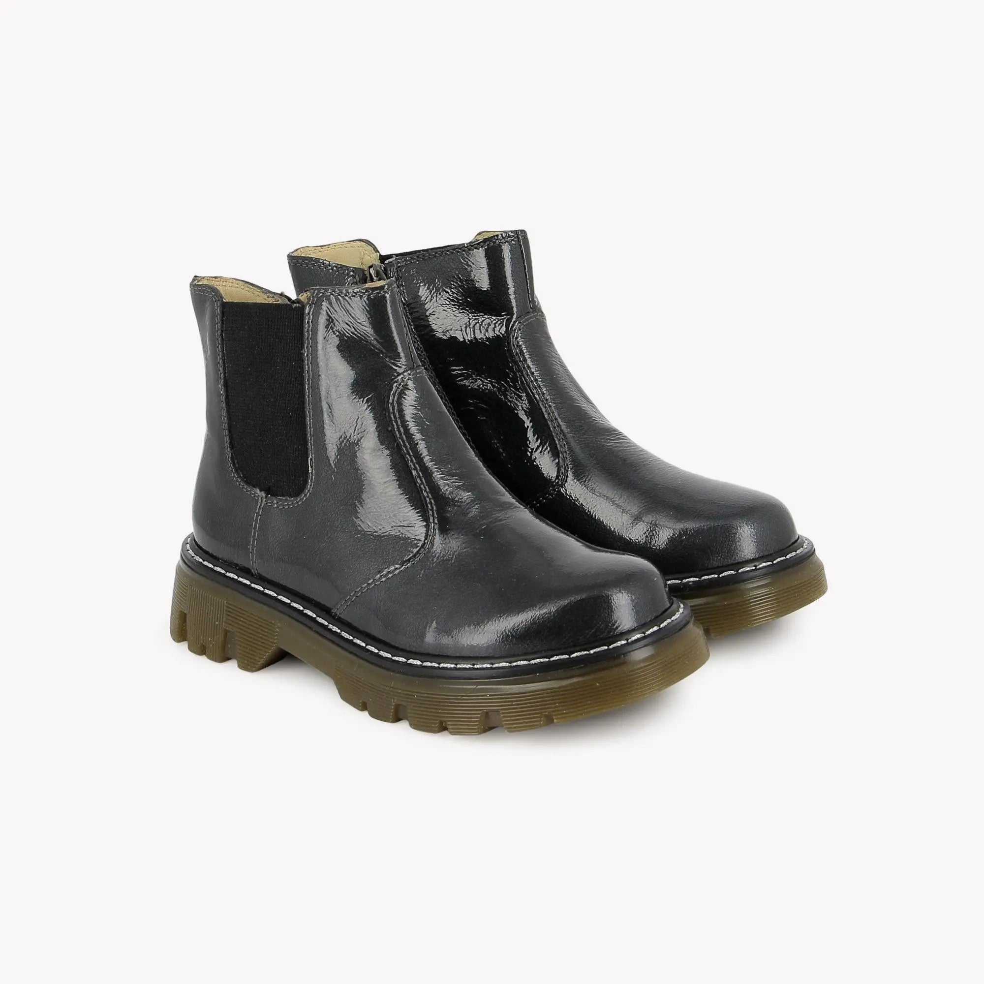 POM D'API BOOTS & ANKLE BOOTS - CLAP JODZIP SL - METALIC PATENT LEATHER - ANTHRACITE - Pom d'Api