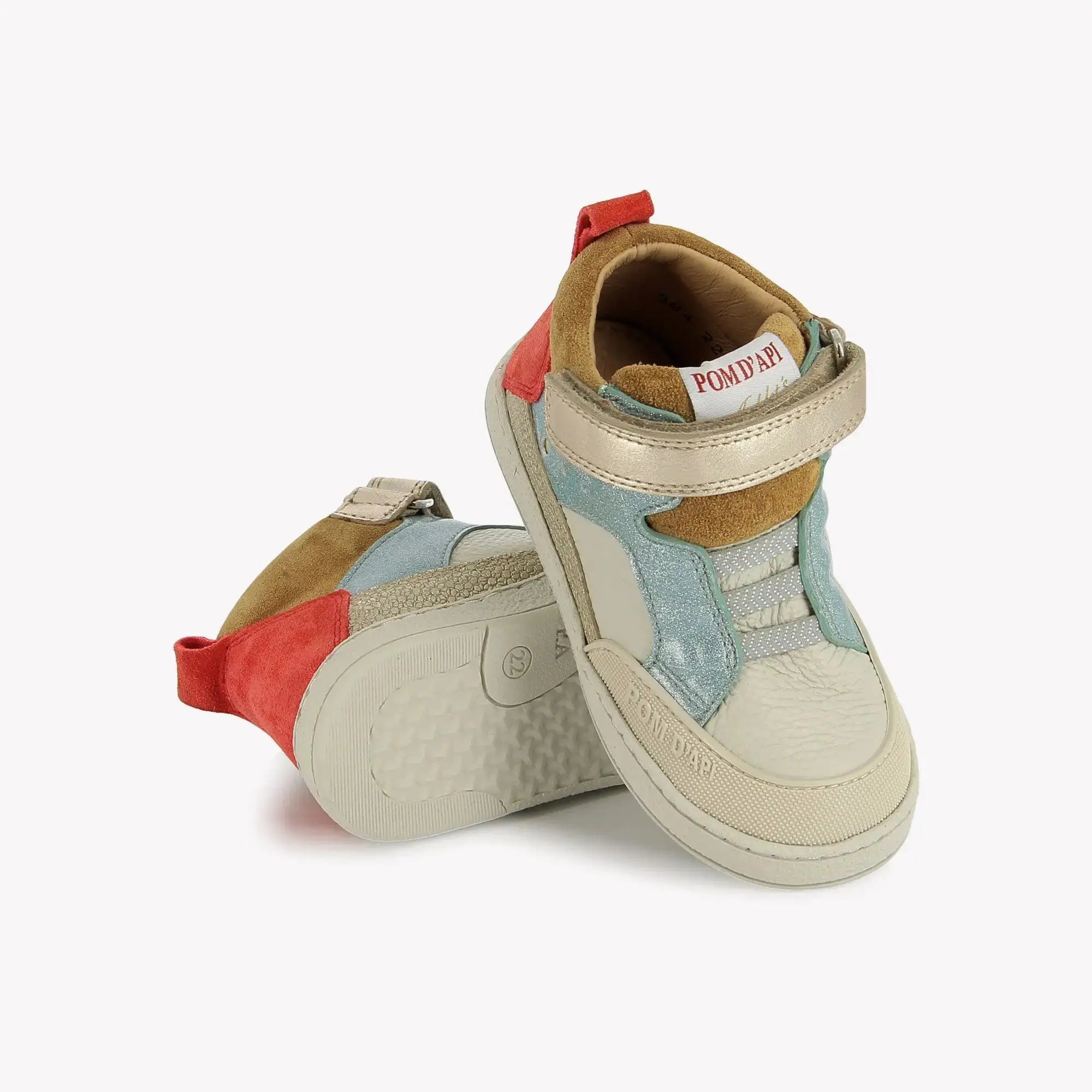 POM D'API - BASKETS - MOUSSE LIZY BUMP - GRAINE - VELOURS - OFF WHITE - PLATINE - Pom d'Api