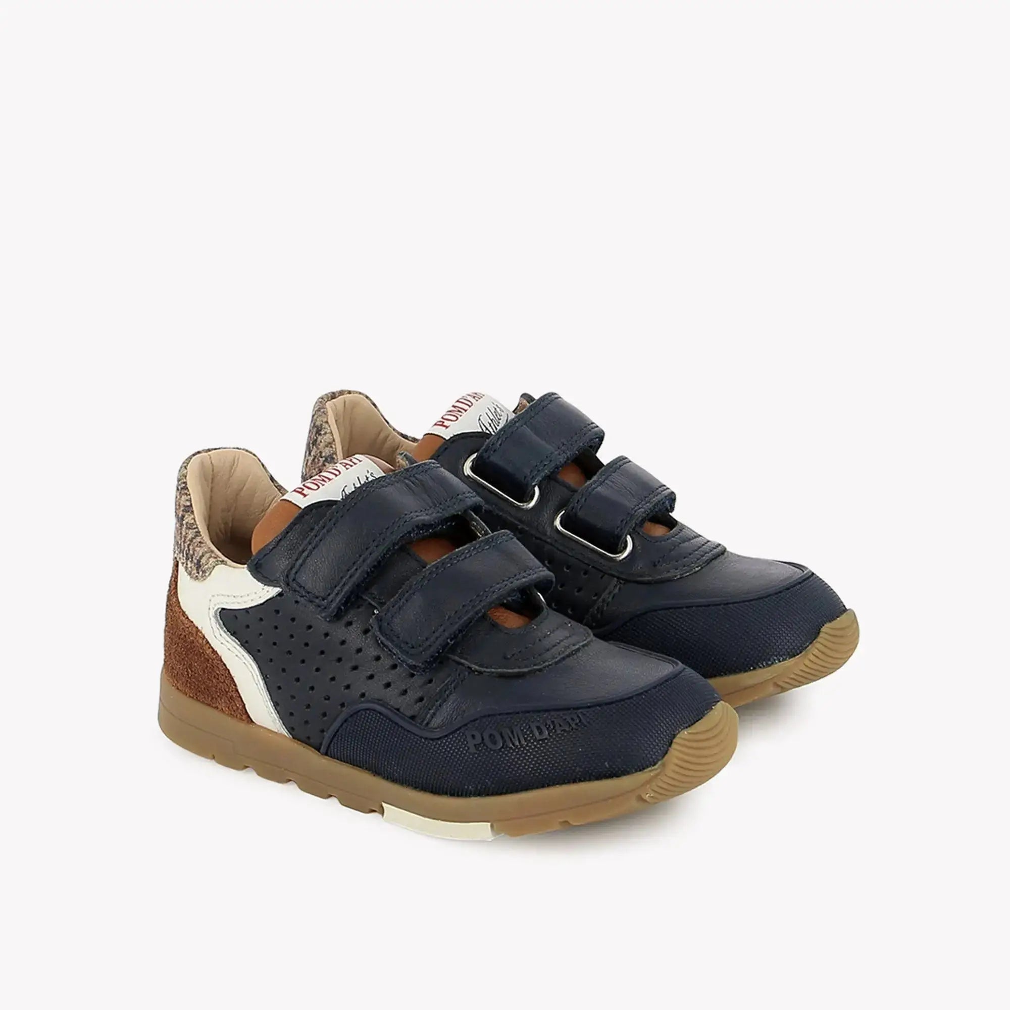 POM D'API SNEAKERS - POUSS BUMP PERFO - NAPPA - O-RING VELVET - NAVY - LEATHER - Pom d'Api