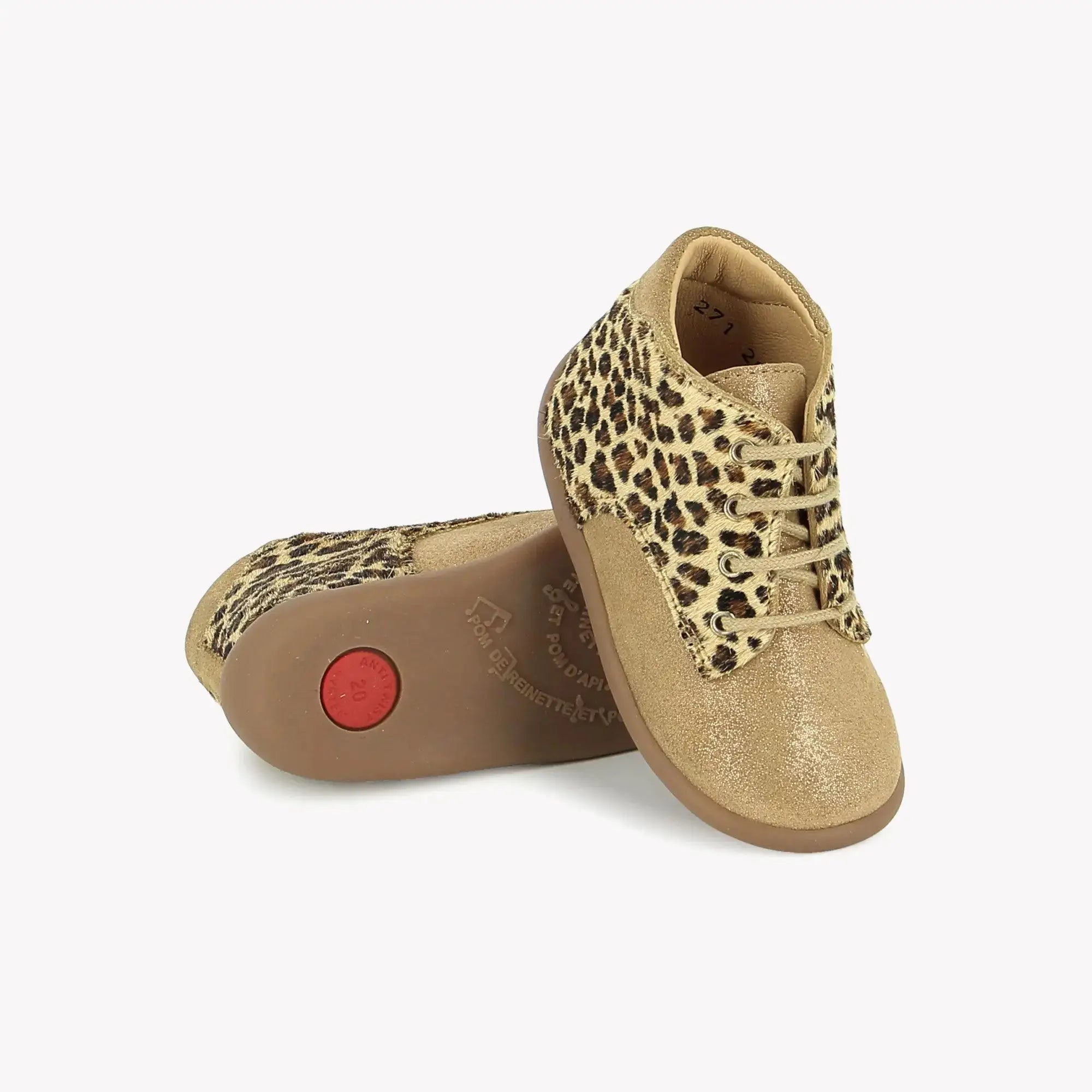 POM D'API FIRST STEPS - STAND-UP DERBY - VELVET - LEOPARD - CARAMEL - LEO FAUVE - Pom d'Api