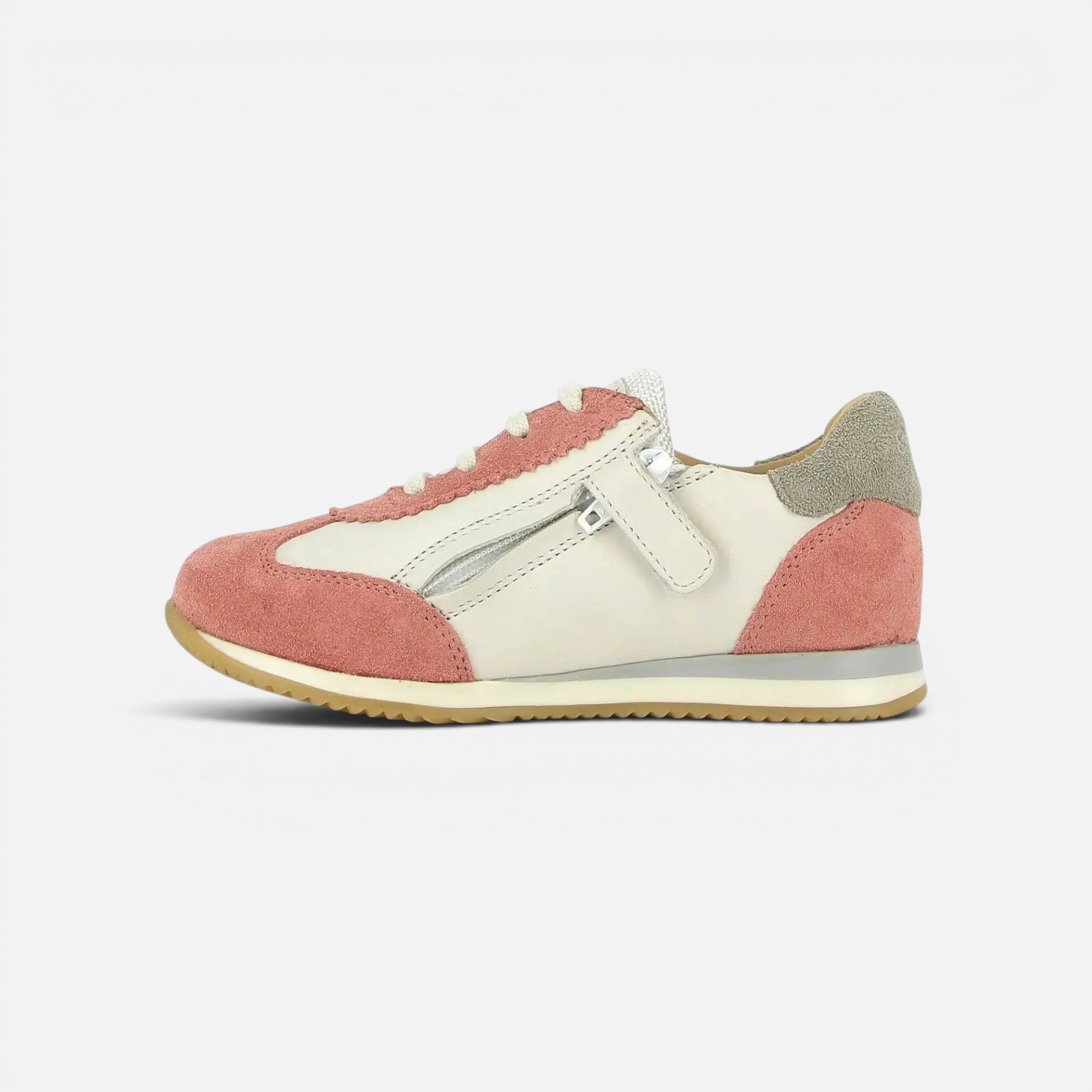 BASKETS en - TC 77 - NAPPA-VELOURS - VIEUX ROSE-CREMA - F
