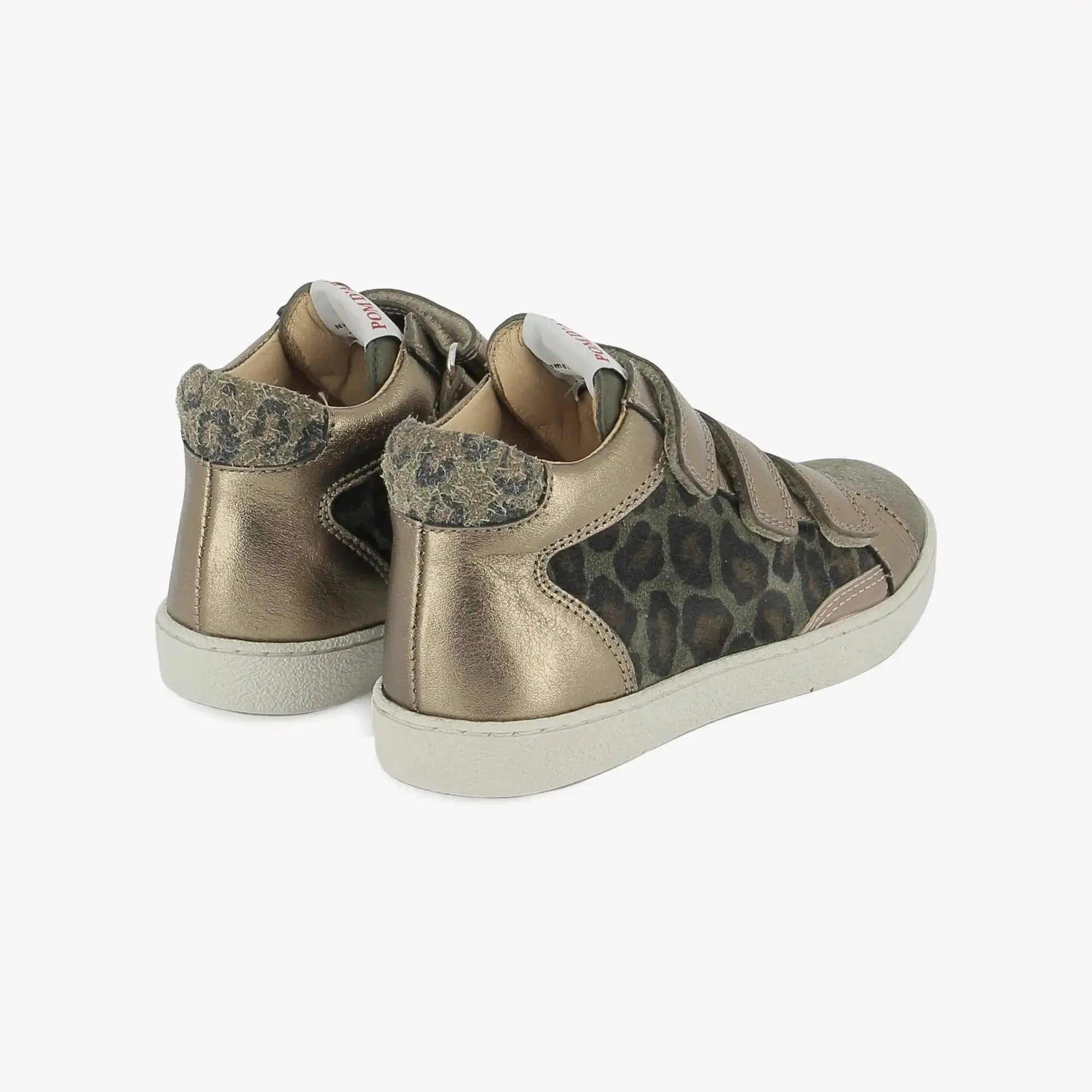 POM D'API SNEAKERS - TOP TOUCH EASY - LAMINATO - LEOPAR - BRONZO LAME - KAKI - Pom d'Api