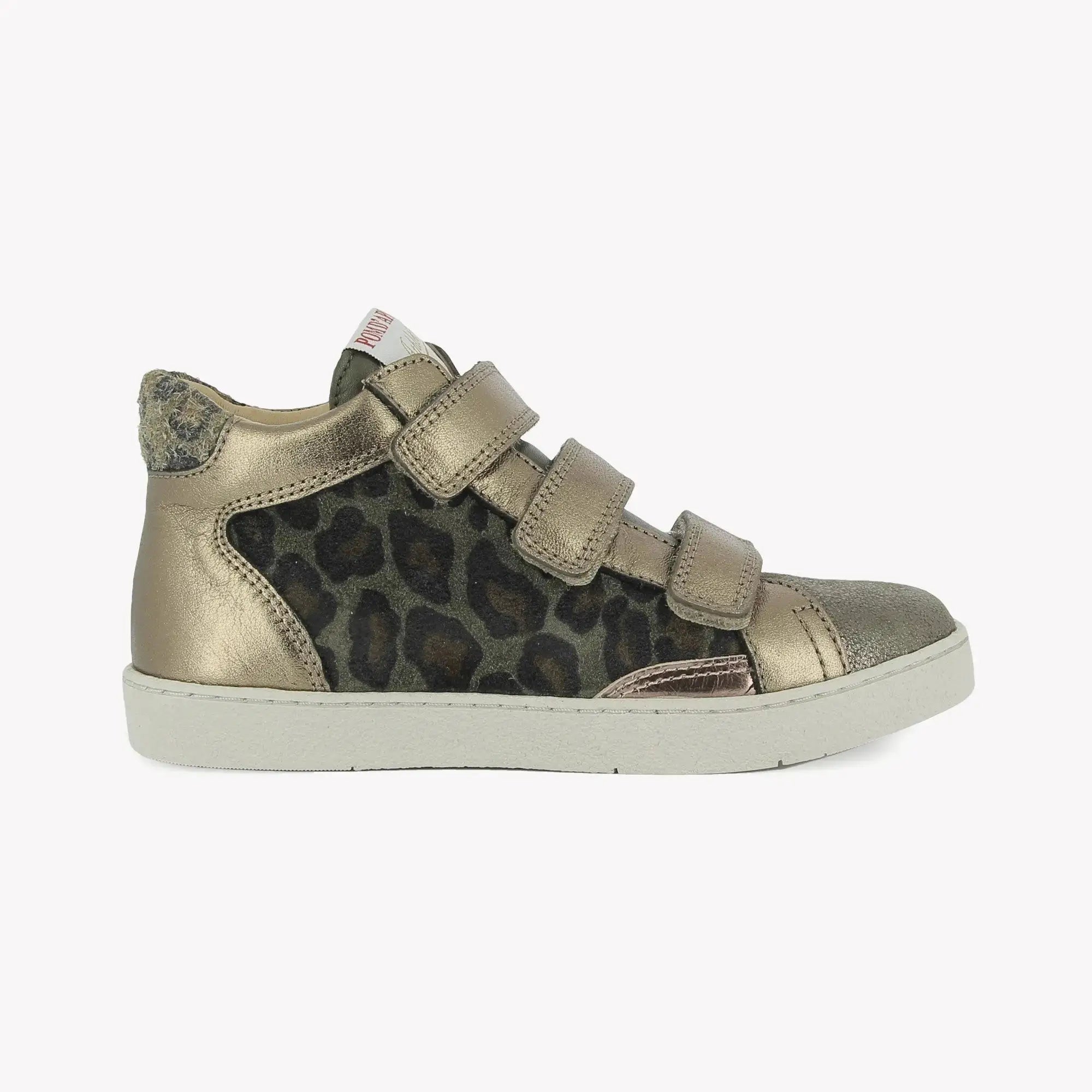 POM D'API SNEAKERS - TOP TOUCH EASY - LAMINATO - LEOPAR - BRONZO LAME - KAKI - Pom d'Api
