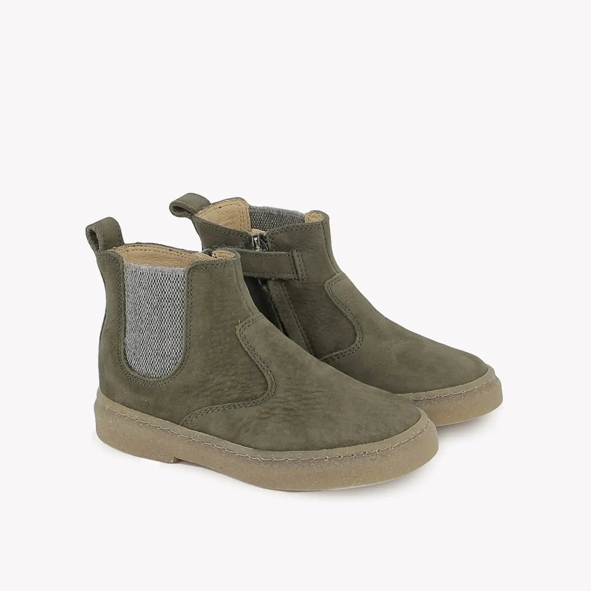 POM D'API BOOTS & ANKLE BOOTS - TRIX JOD ZIP - NUBUCK - KHAKI - Pom d'Api