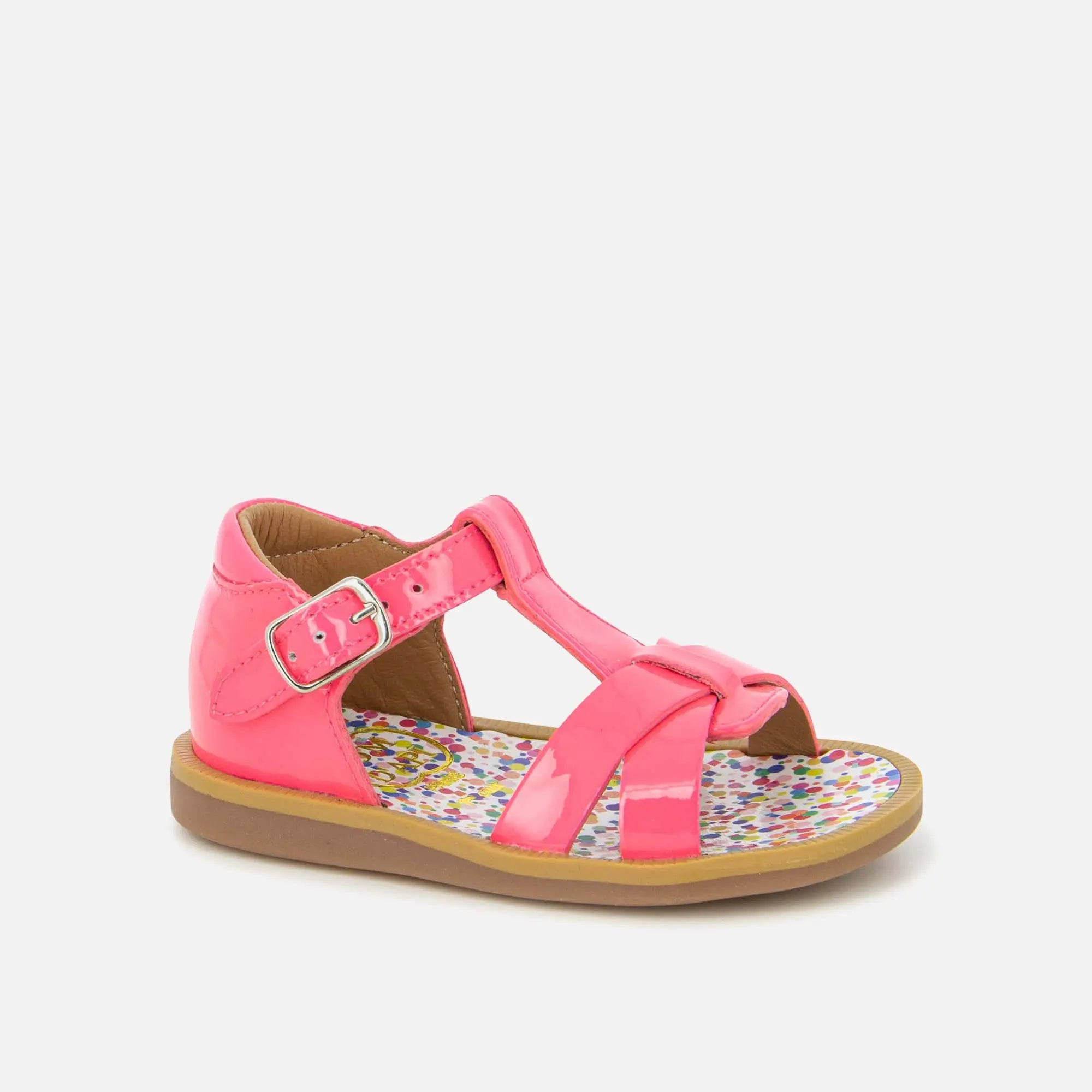 Sandale en cuir vernis rose fluo - Poppy Xexe