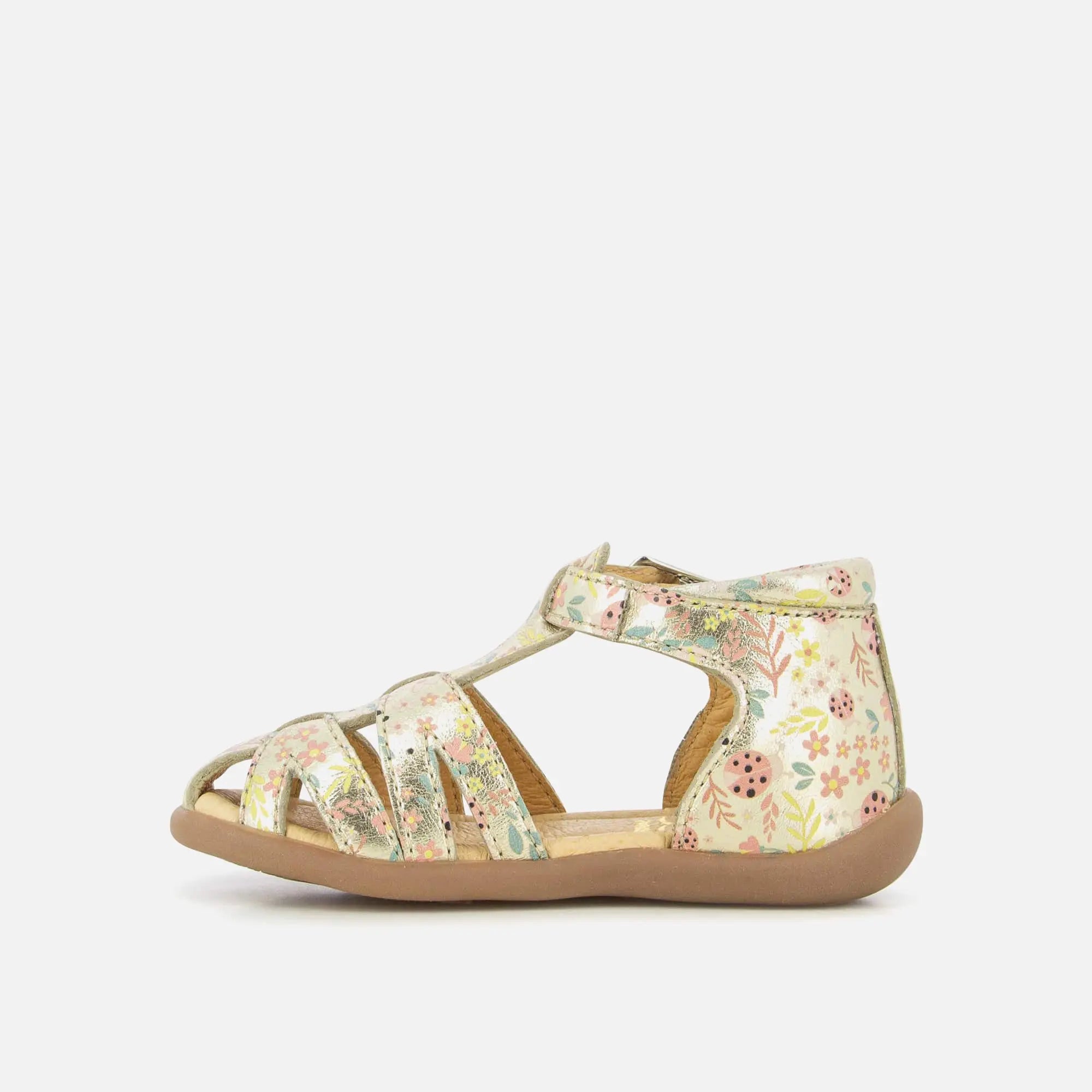 Sandale en cuir imprimé métallisé platine - Stand Up Sardine