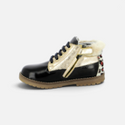 Pom d'Api Bob Zip black and gold ankle boots with leopard-print details, fur-lined collar, and side zipper