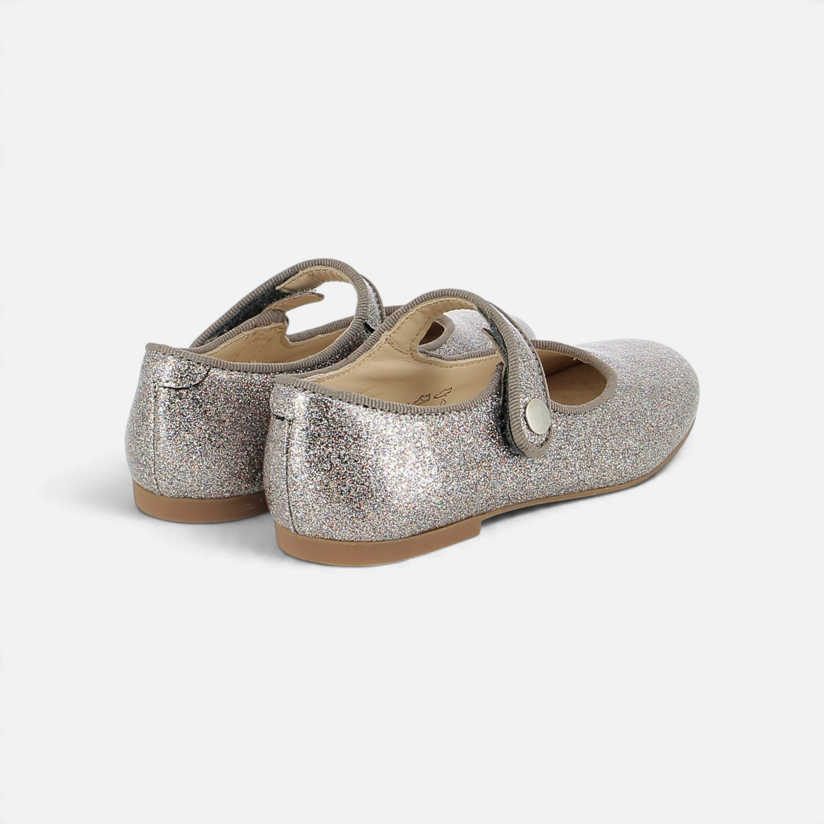 Pom d'Api -ballerina's Daisy Baby van veelkleurig leer met glitters, voorzien van een klittenbandriempje en een comfortabele zool