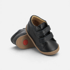 Chaussures bébé Pom d'Api Flex-Up Easy en cuir bleu marine avec double bride scratch et semelle souple antidérapante