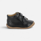 Chaussures bébé Pom d'Api Flex-Up Easy en cuir bleu marine avec semelle souple et double fermeture à scratch