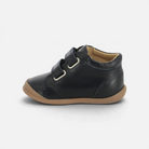 Chaussures bébé Pom d'Api Flex-Up Easy en cuir bleu marine avec semelle souple et double fermeture scratch