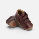 Chaussures montantes Pom d'Api Flex-Up Easy en cuir bordeaux avec double bride scratch et semelle souple antidérapante
