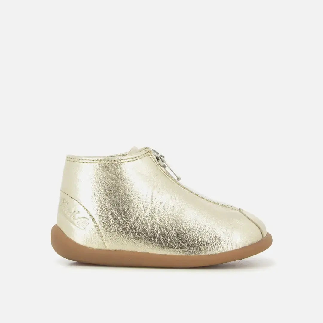 Babyschuhe aus Metallic-Leder in Platin - Home Zip
