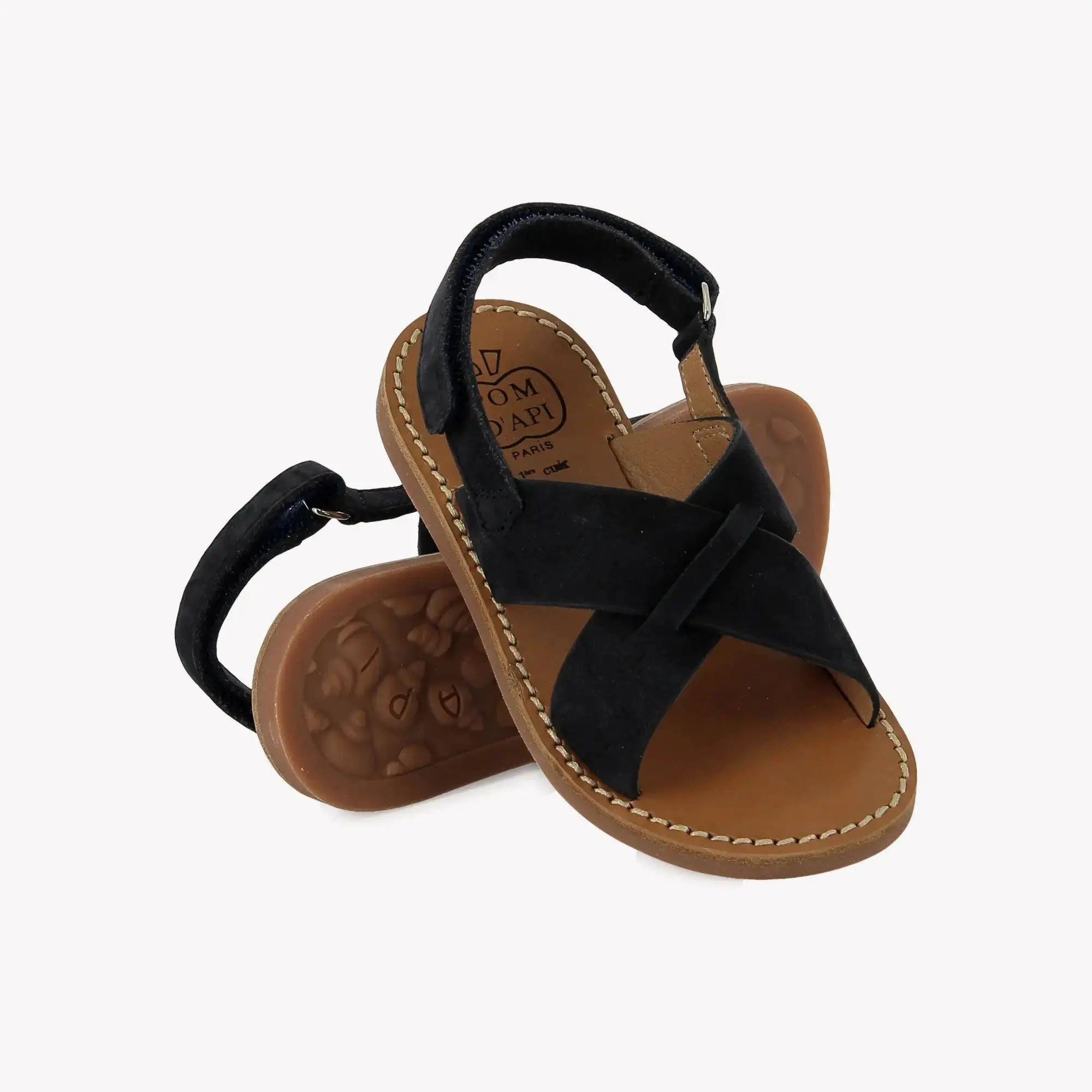 PLAGE-STITCH CROSS - NUBUCK - MARINE Pom d'Api