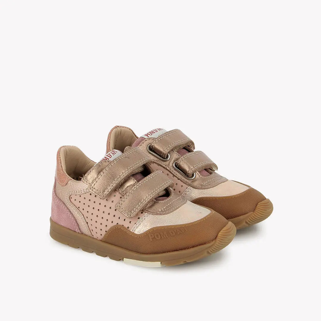 POUSS BUMP PERFO - VELOURS-NAPPA - PUR ROSE-PEACH BLACK POM D'API