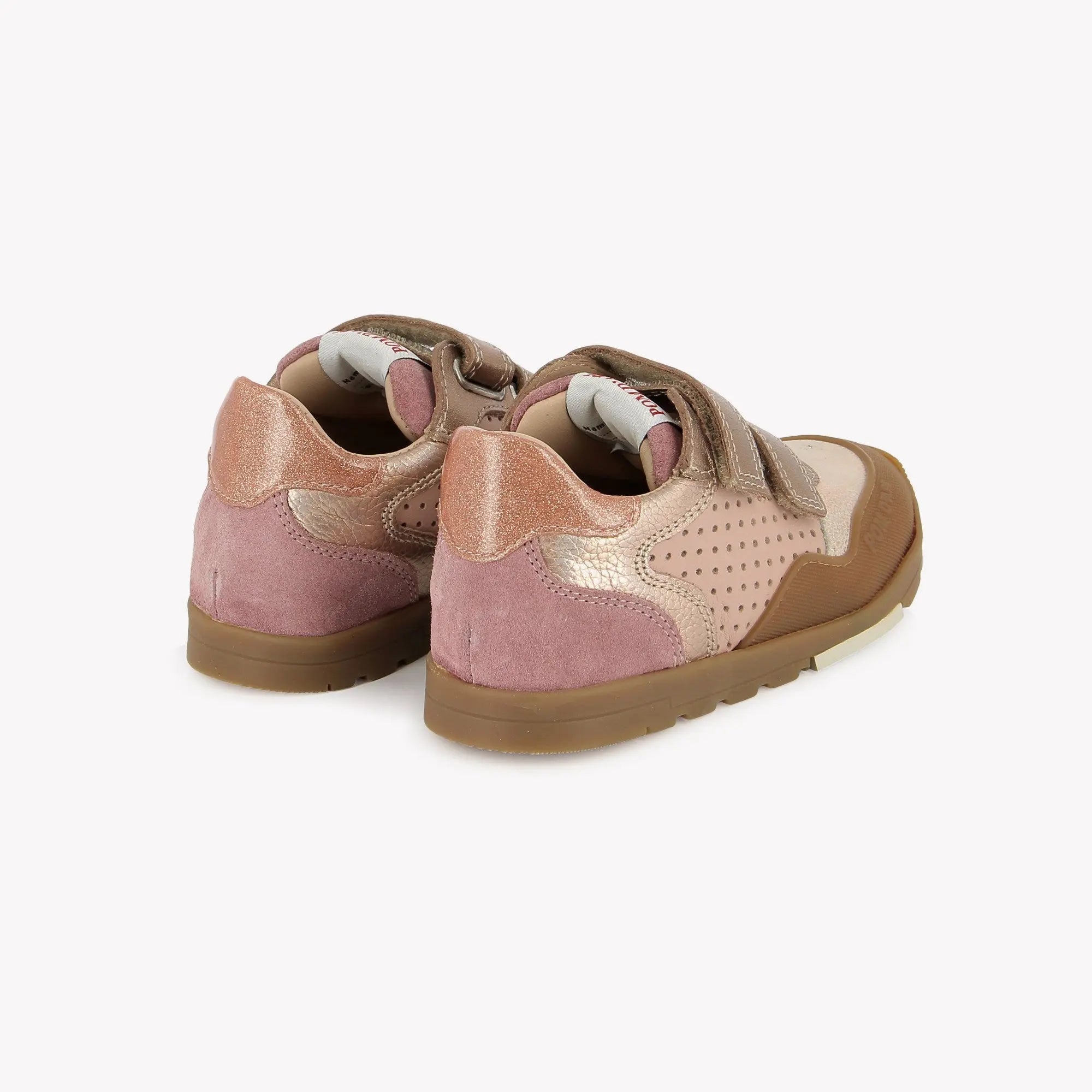 POUSS BUMP PERFO - VELOURS-NAPPA - PUR ROSE-PEACH BLACK POM D'API
