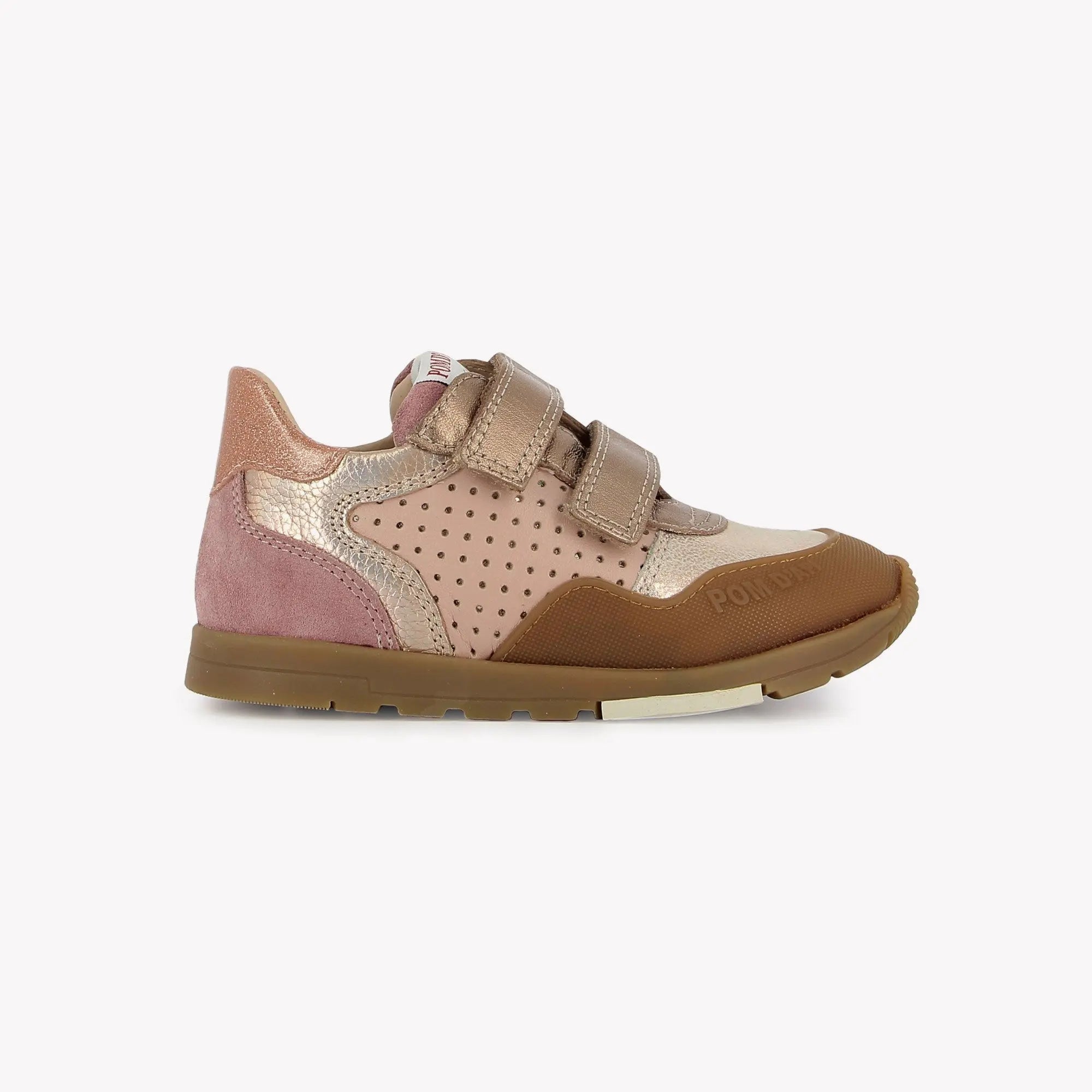 POUSS BUMP PERFO - VELOURS-NAPPA - PUR ROSE-PEACH BLACK POM D'API