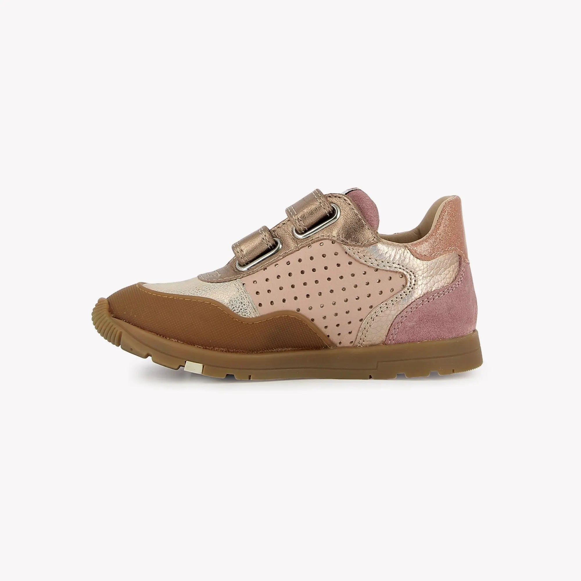 POUSS BUMP PERFO - VELOURS-NAPPA - PUR ROSE-PEACH BLACK POM D'API