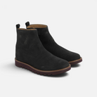 Bottines Pom d'Api Ripple en cuir velours noir avec semelle crantée en caoutchouc et fermeture éclair latérale