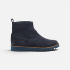Bottines Pom d'Api Ripple en velours bleu marine avec semelle crantée antidérapante et zip intérieur