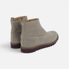Bottines Pom d'Api Ripple en cuir velours taupe avec semelle crantée antidérapante et fermeture éclair latérale