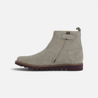 Bottines Pom d'Api Ripple en cuir velours taupe avec fermeture éclair latérale et semelle crantée antidérapante