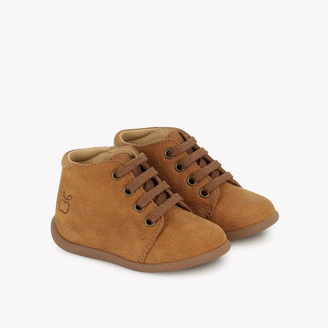 STAND-UP BOTTINE - NUBUCK - CAMEL POM D'API