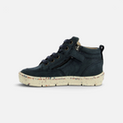 Baskets montantes Pom d'Api Start Skate SL en nubuck bleu océan avec semelle mouchetée et fermeture éclair latérale