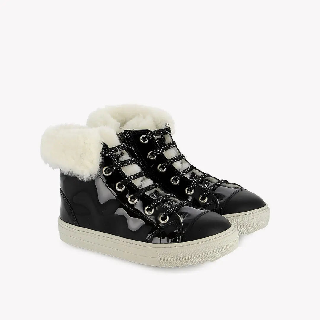 SWAG ZIP FUR - VERNIS - NOIR POM D'API