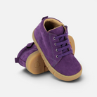 Pom d'Api Teko Zip barefoot shoes in purple suede with laces, a side zipper, and a flexible sole