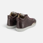 Pom d'Api Top Zippy hoge sneakers van pruimkleurig leer met veters, rits aan de zijkant en soepele rubberen zool