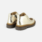 Bottines Pom d'Api Wall Zip dorées en cuir avec semelle crantée et détail léopard, vue arrière