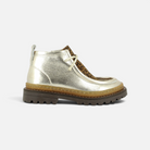 Chaussure montante Pom d'Api Wall Zip en cuir platine avec détails léopard et semelle crantée robuste