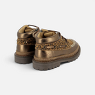 Chaussures enfant Pom d'Api Wall Boat en cuir cuivre métallisé et détails léopard avec semelle crantée