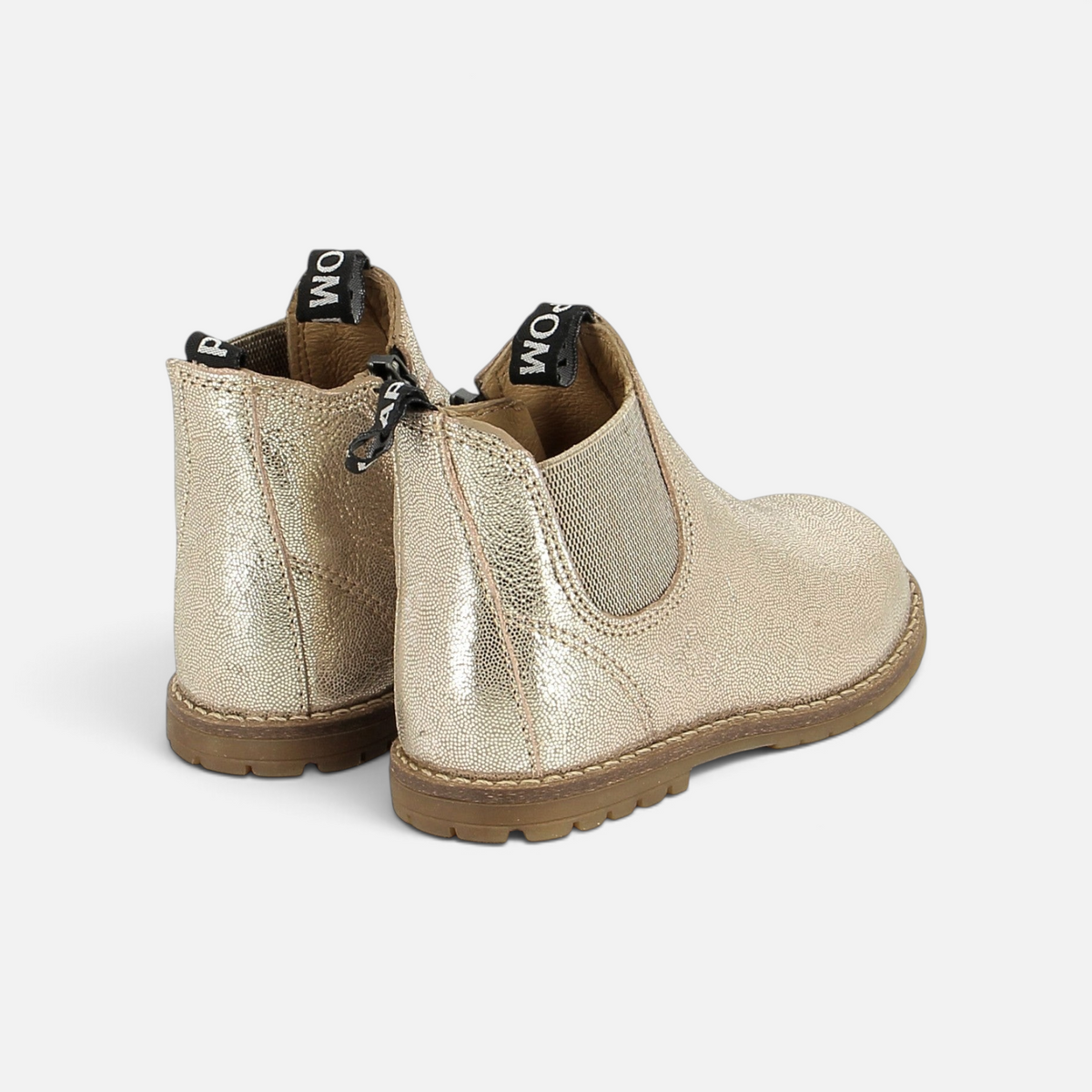 Pom d'Api Bob Jod Zip Chelsea Boots in sand-colored color sequined leather with an interior zipper and non-slip sole