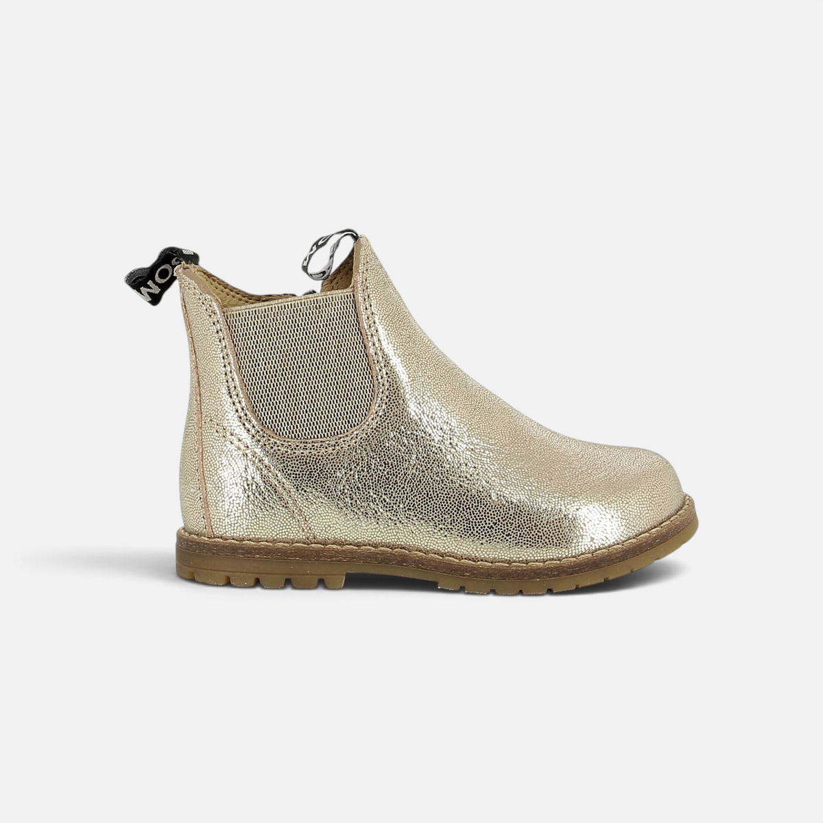 Pom d'Api Bob Chelsea Boots in sand-colored sequined leather color with a side zipper and non-slip sole